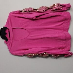 NEW ChicMe Pink and gold bow long sleeve top size S